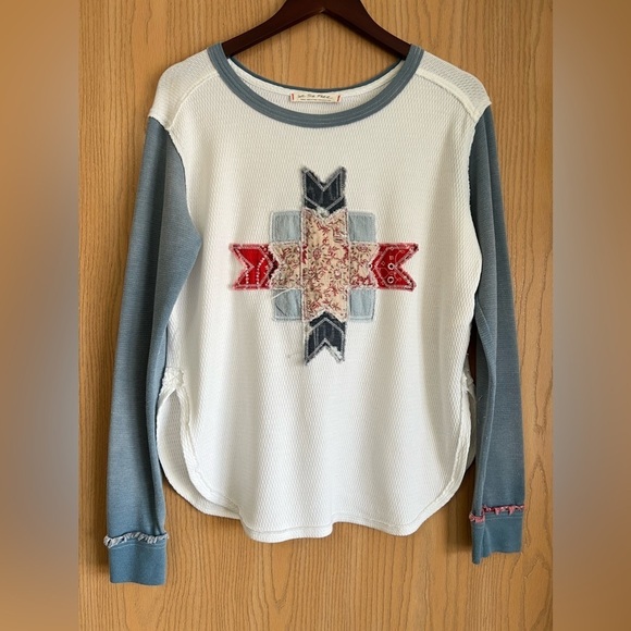 We The Free Tops - Free People | SZ S | We The Free Lone Star Patchwork Thermal Top White Blue Red
